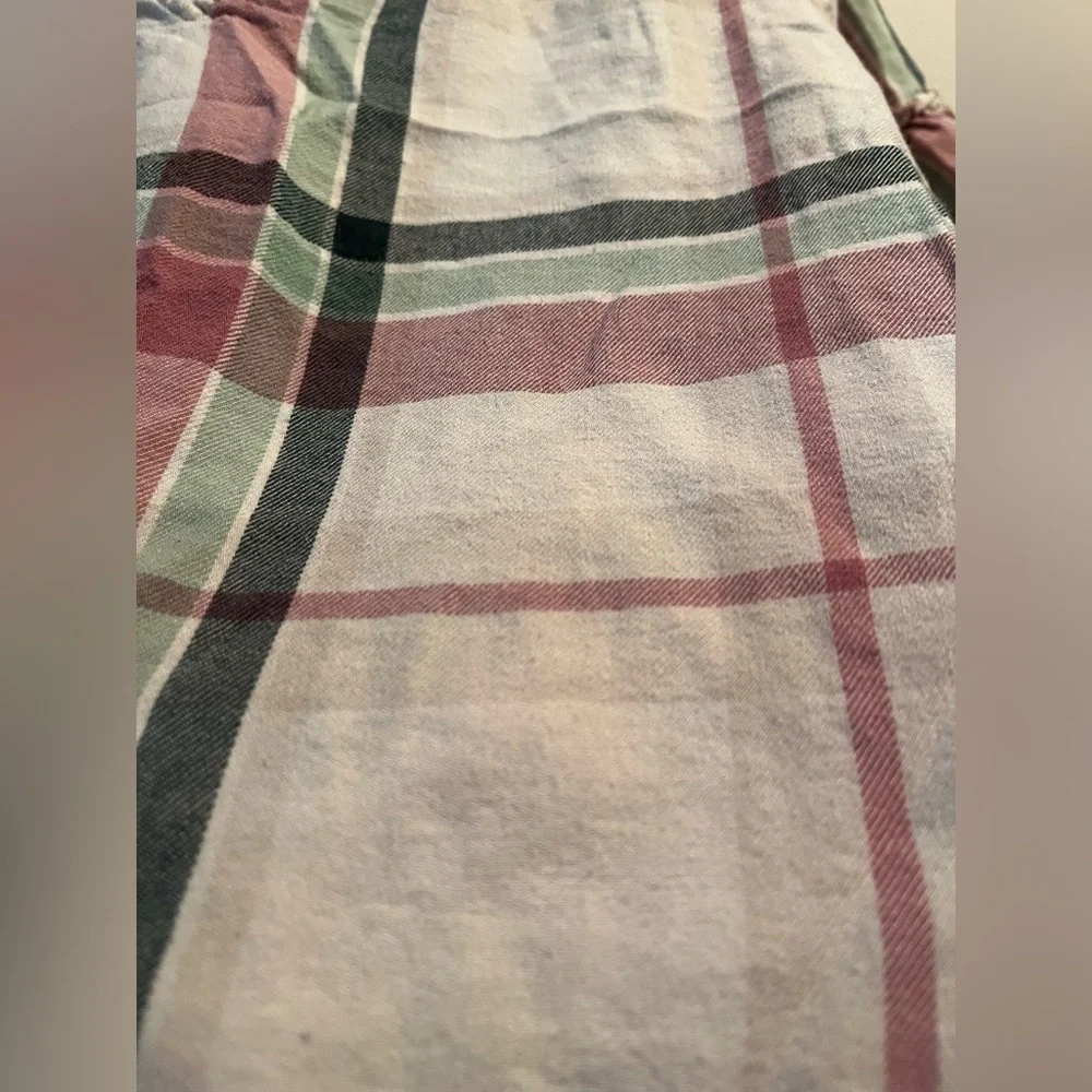 True Craft Pink and Green Plaid Blouse with distressed edging. - Picture 7 of 7